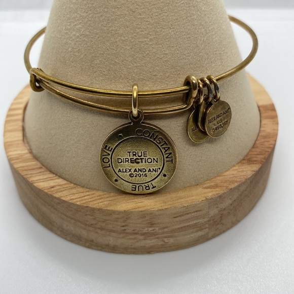 Alex and Ani True Direction Charm Bangle Bracelet/Rafaelian Gold/Good Condition - Picture 6 of 6